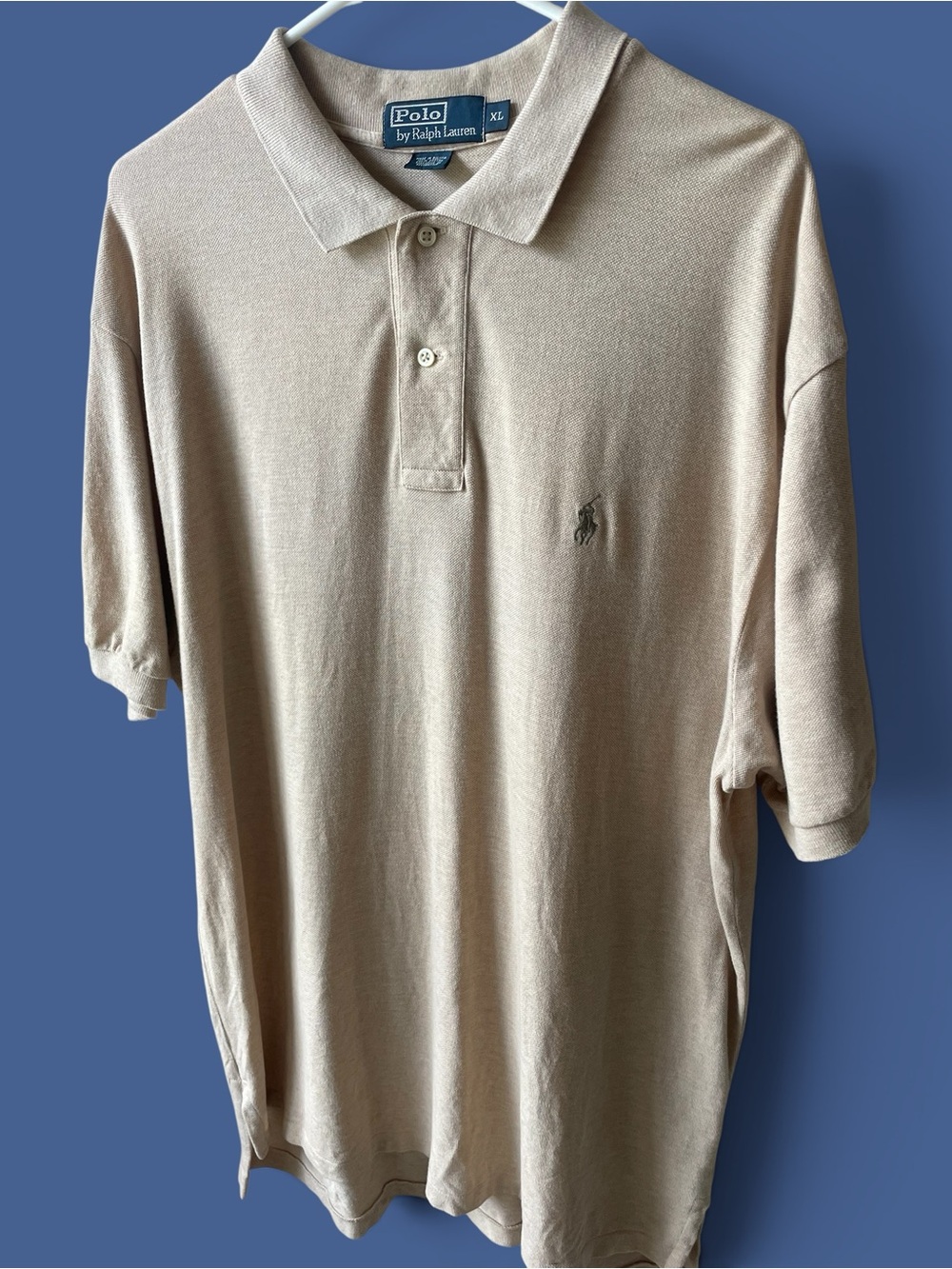 Polo Ralph Lauren Men's Polo Shirt Size XL Embroidered Pony 100% Cotton Tan